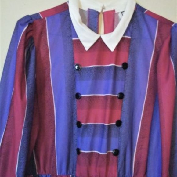 Retro Navy Blue and Red Dress - Picture 1 of 4
